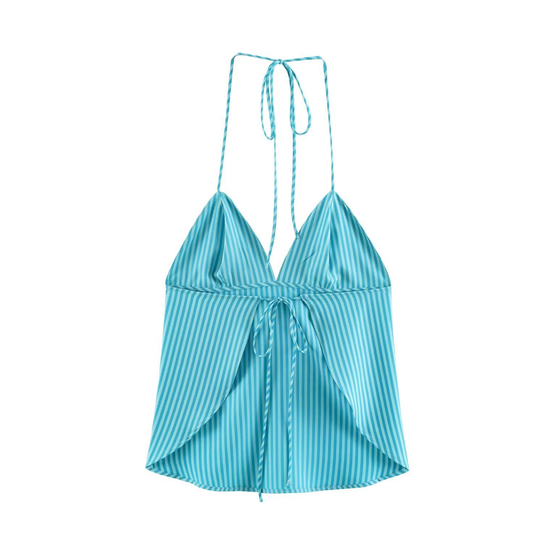 Damen Weite Gestreifte Lounge-Hose mit Tunnelzug und Relax-Fit Drune