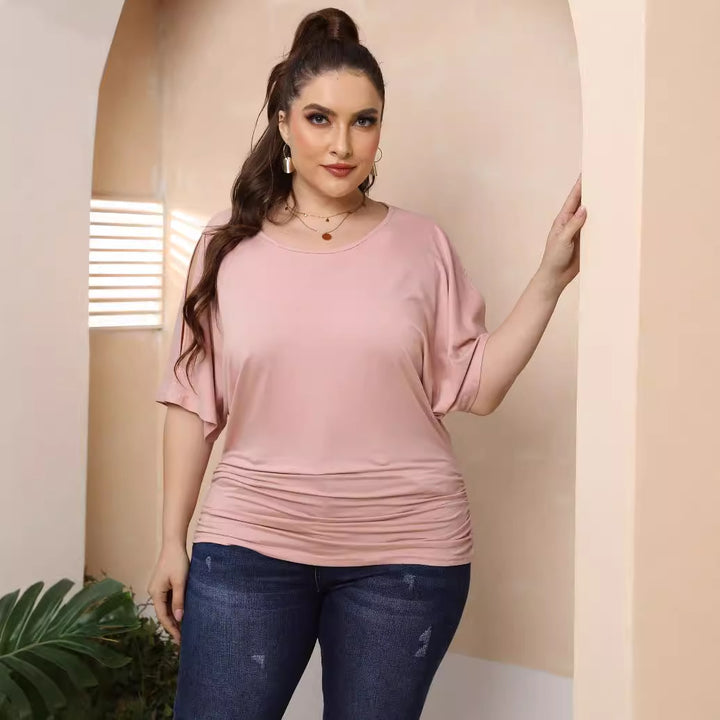 Damen legere Bluse mit Faltenwurf Drune