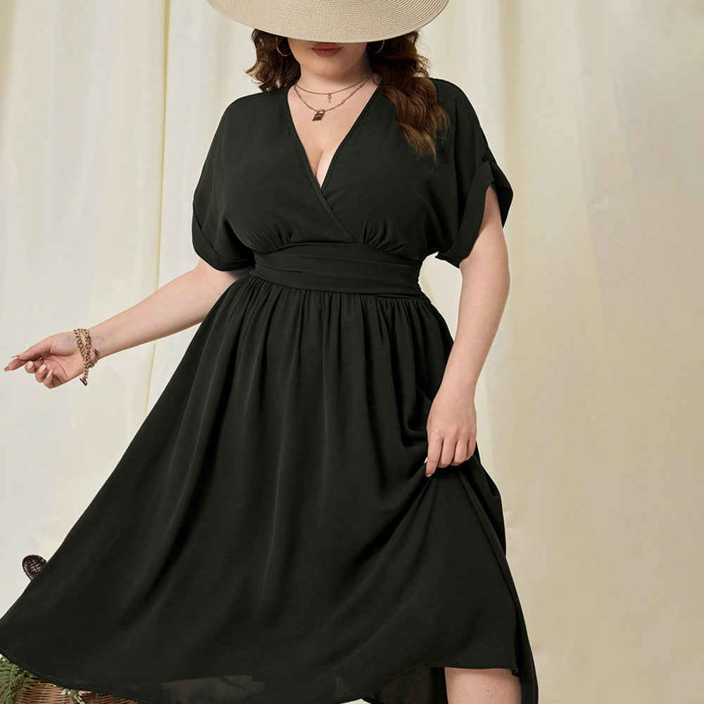 Damen Maxikleid mit elegantem Wickeldesign und fließendem Saum Drune