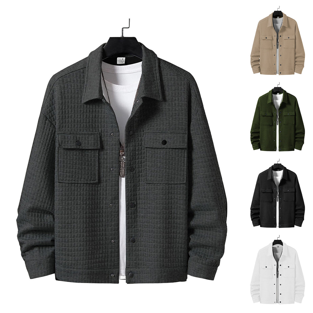 Herren nan gesteppte Overshirtjacke mit quadratischer Steppstruktur und aufgesetzten Brusttaschen Drune