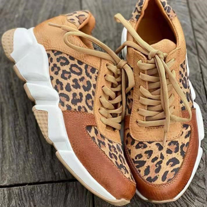 Damen modische Sneakers mit Tiermuster und bequemer Sohle Drune