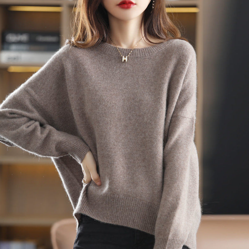Damen gemütlicher Kaschmirpullover mit modernem Schnitt Drune