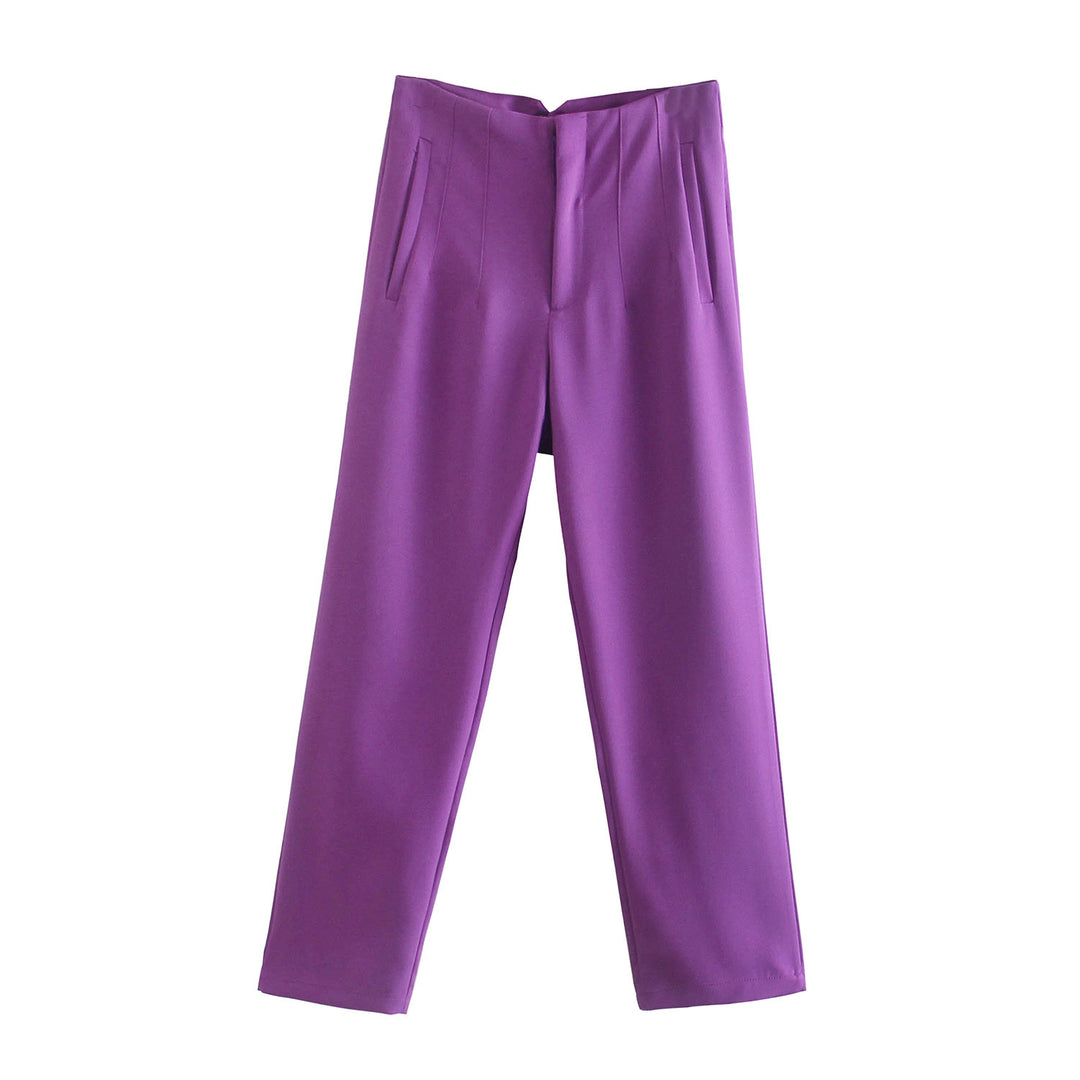 Damen Hochtaillierte tapered Anzughose mit Bügelfalte und Paspeltaschen Drune