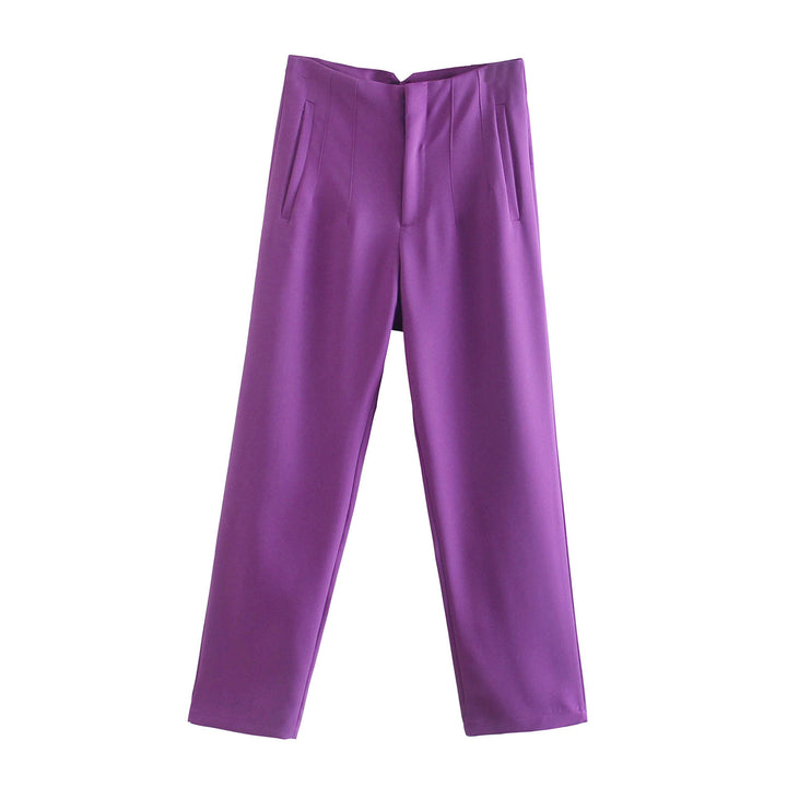 Damen Hochtaillierte tapered Anzughose mit Bügelfalte und Paspeltaschen Drune
