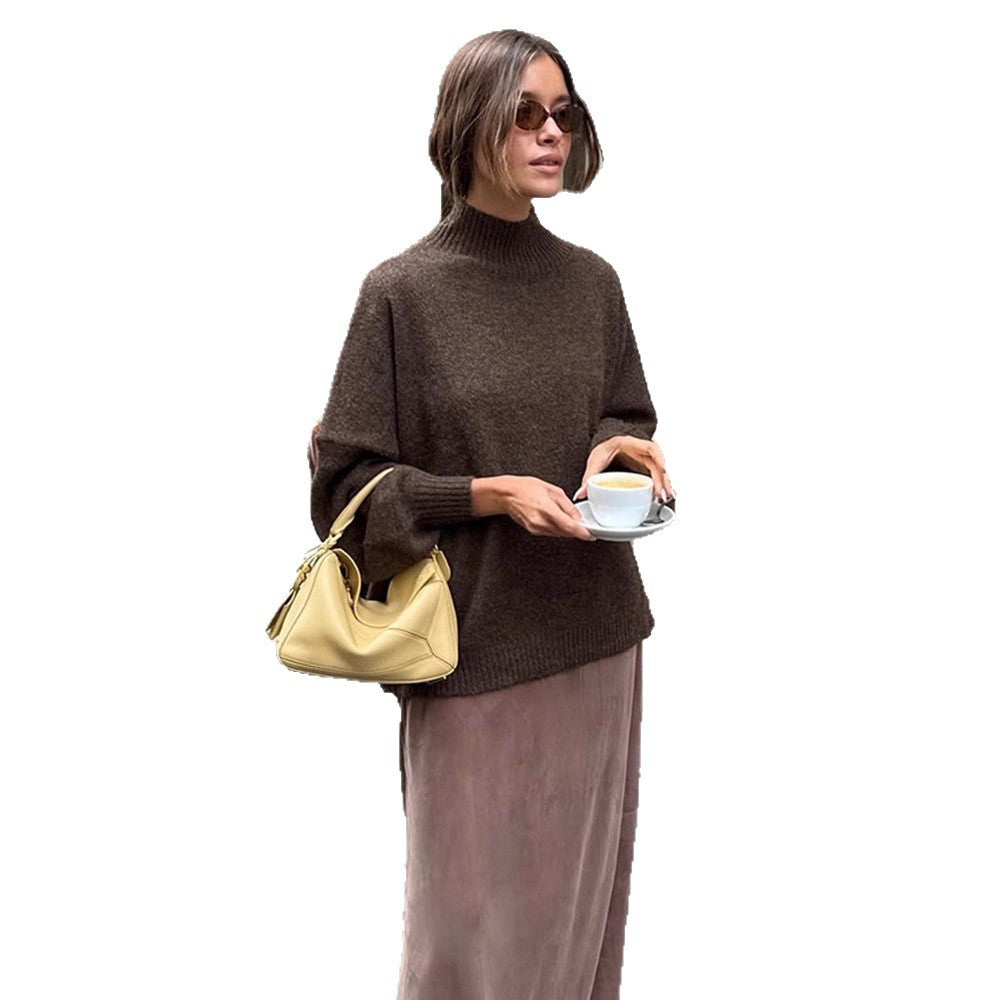 Damen Oversized Rollkragenpullover aus feinem Strick mit Ballonärmeln Drune