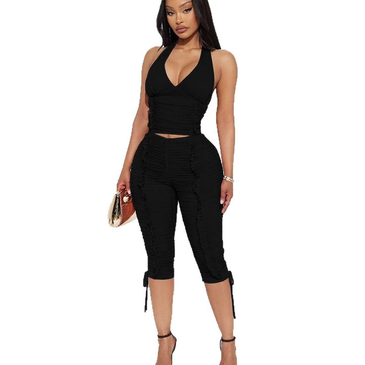Damen Jumpsuit mit raffinierten Raffungselementen und stilvollen Bindebändern Drune