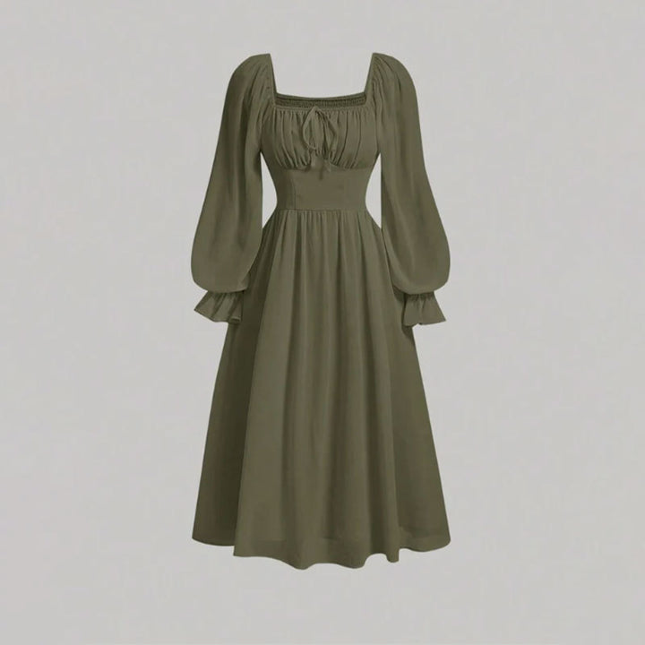 Damen Elegantes Midikleid mit Puffärmeln Drune