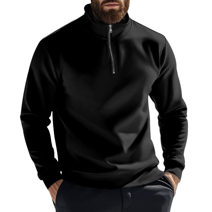 Herren nan thermischer Halbzip-Pullover mit Stehkragen und wärmendem Fleece-Innenfutter Drune