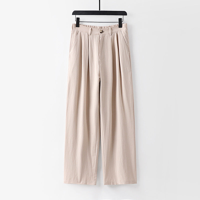 Damen weite Hose mit hoher Taille und Bundfalten Drune