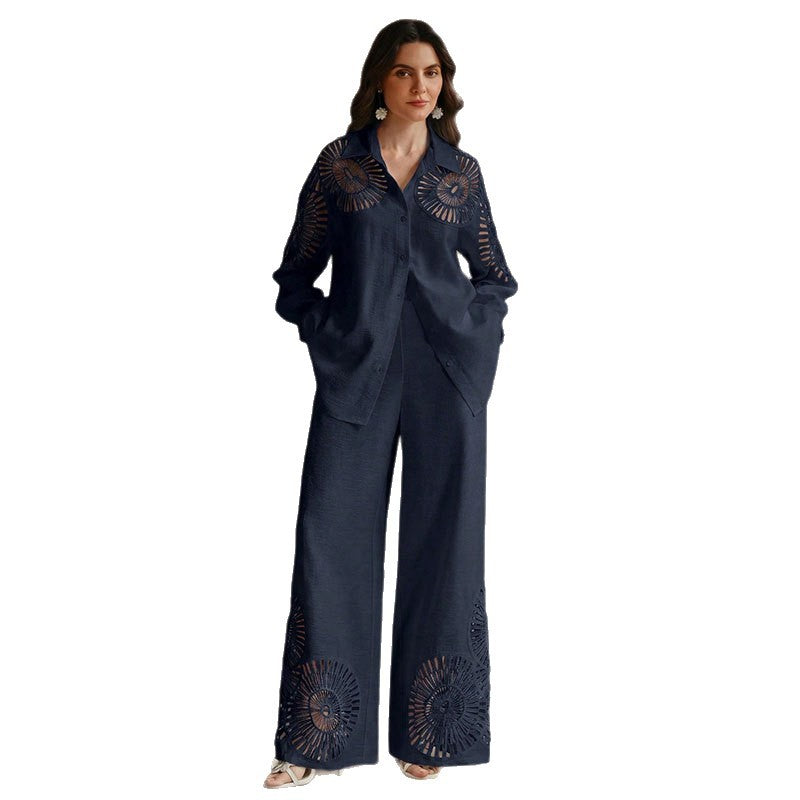 Damen Elegante Blusen und Hosen Kombination Drune