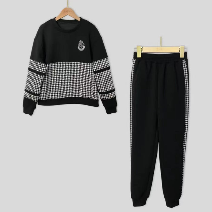 Damen modisches Sweat-Set mit karierter Struktur und lässigem Schnitt Drune