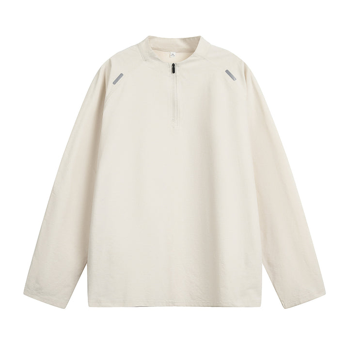 Unisex Oversize Halbzip-Pullover mit Raglanärmeln und reflektierenden Schulterdetails Drune