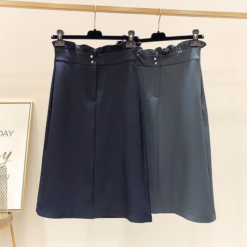Damen Eleganter Midi-Rock mit Falten-Design Drune