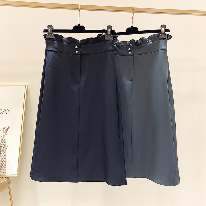Damen Eleganter Midi-Rock mit Falten-Design Drune