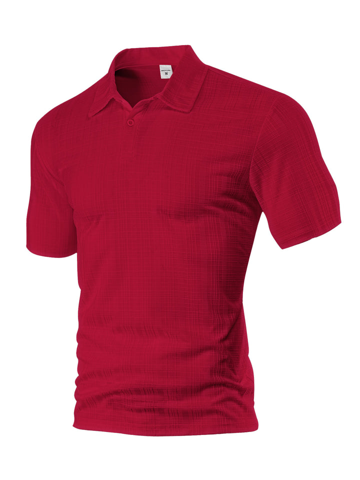 Herren nan leichtes Struktur-Kurzarm-Polo mit Hemdkragen und Ein-Knopfleiste Drune