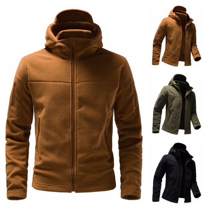 Herren Fleecejacke mit Kapuze und funktionalen Taschen Drune