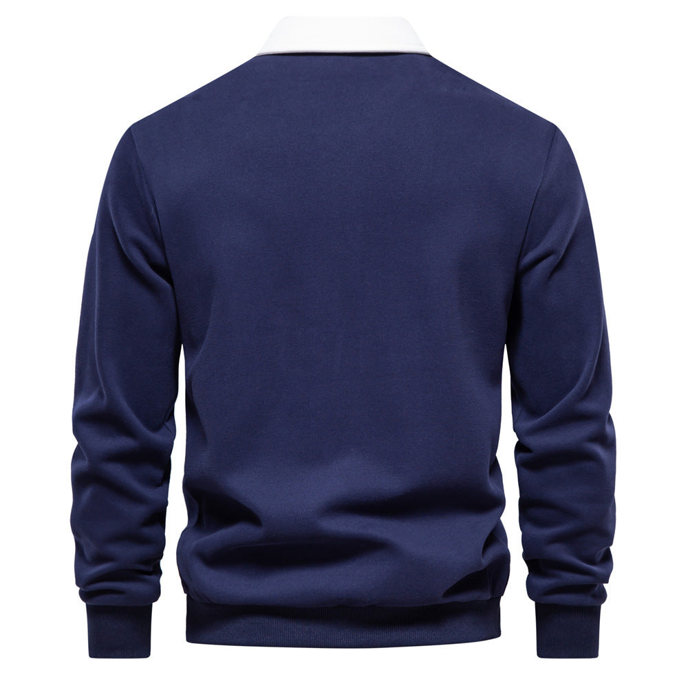 Herren nan elegantes Langarm-Poloshirt mit Kontrastkragen Drune
