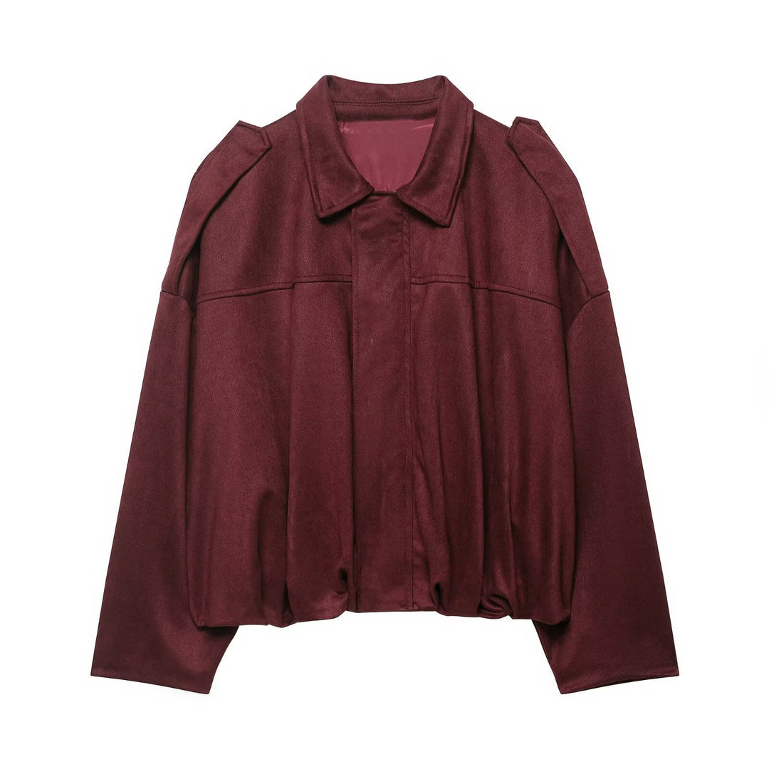 Damen Oversize-Cropped Jacke mit Balloon-Saum und Schulter-Cutouts Drune