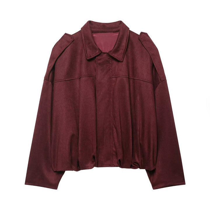 Damen Oversize-Cropped Jacke mit Balloon-Saum und Schulter-Cutouts Drune