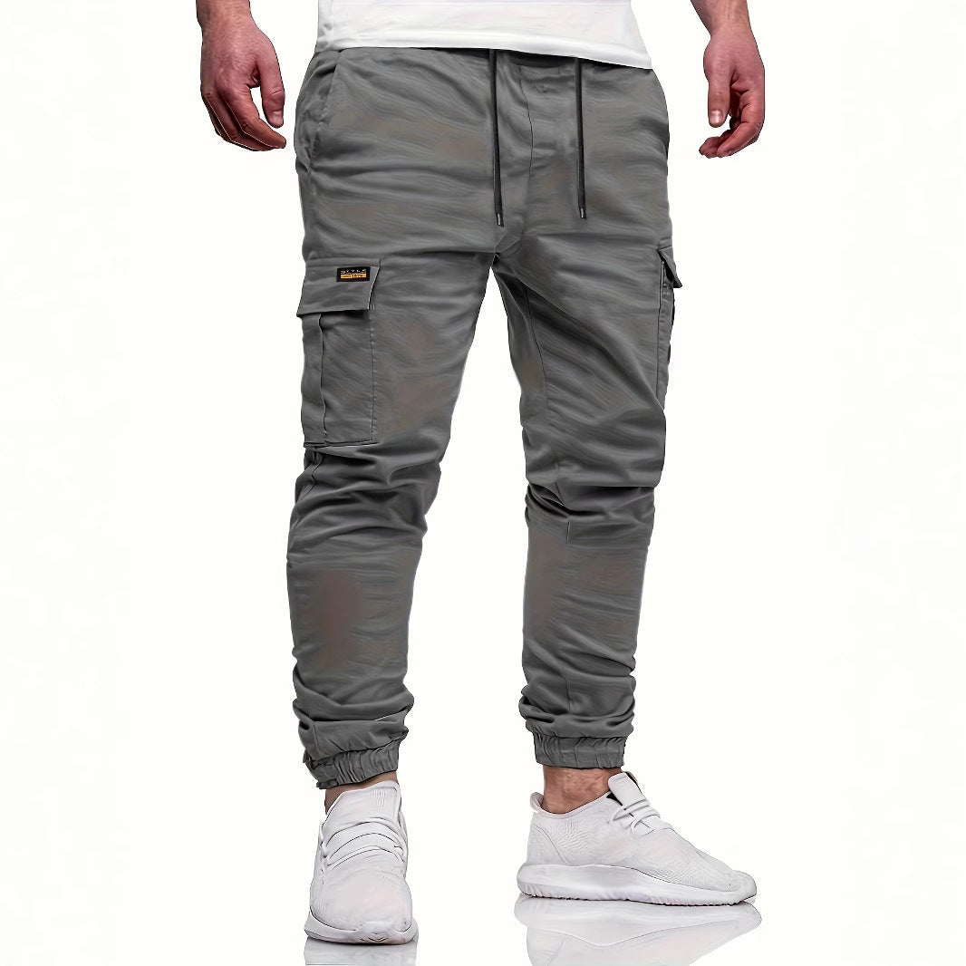 Herren Slim‑Tapered Utility‑Cargohose im Joggerstil mit Klapp- und Reißverschlusstaschen Drune