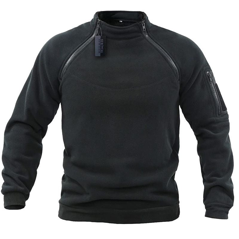 Herren Funktions-Fleecepullover mit Schulterbelüftung, hohem Stehkragen und Ärmeltasche Drune