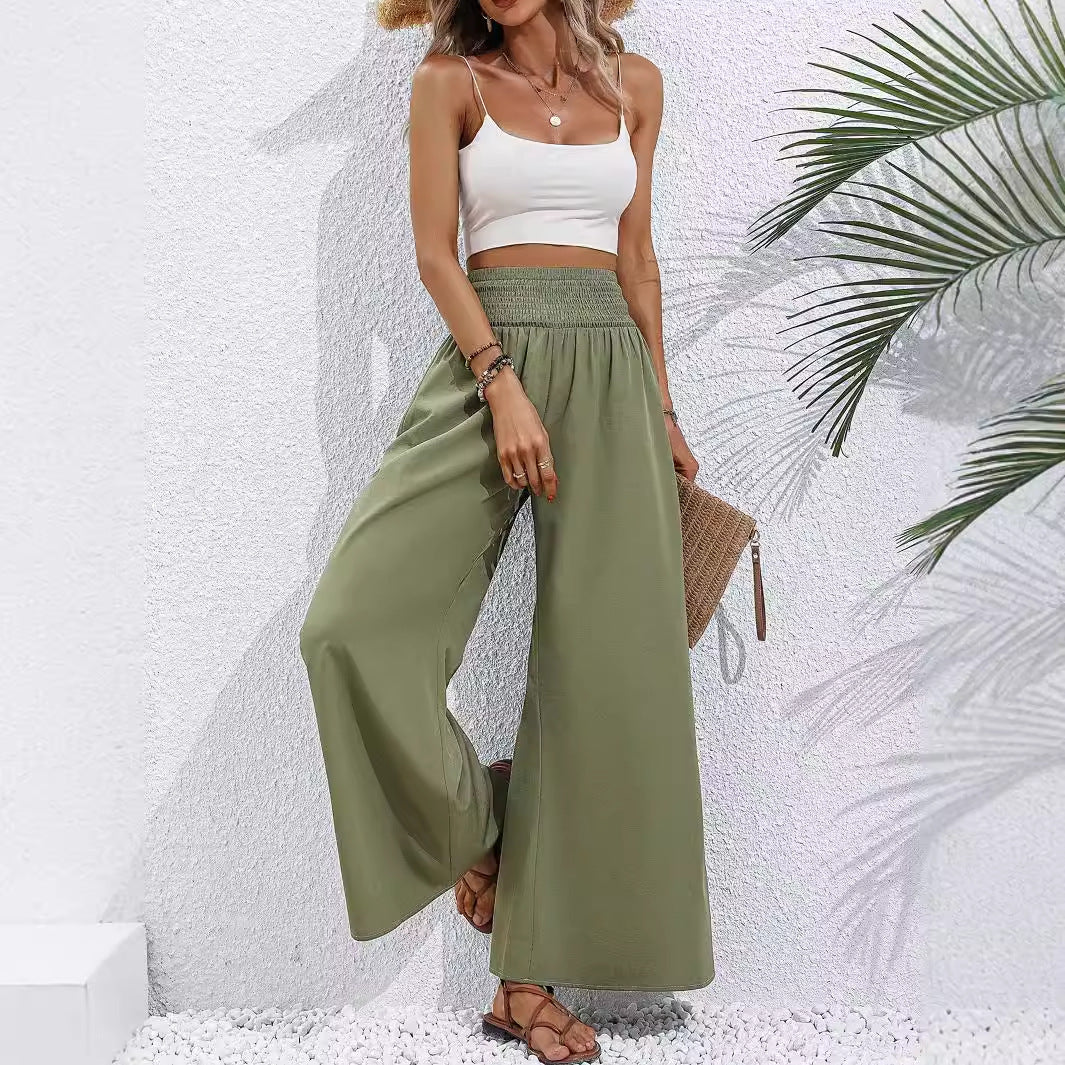 Damen weite Palazzo-Hose mit elastischem Bund und lässigem Schnitt Drune