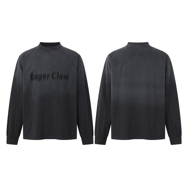 Unisex Oversize-Sweatshirt mit Troyerkragen und verschwommenem Logo-Print Drune