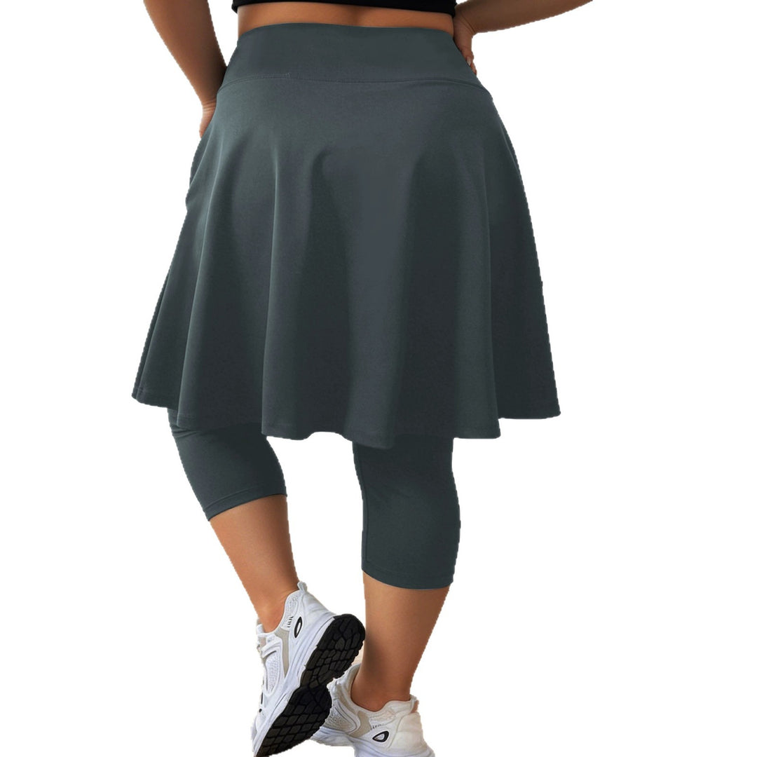 Damen Leggings mit integriertem Rock hoher Taillenbund und Seitentasche Drune