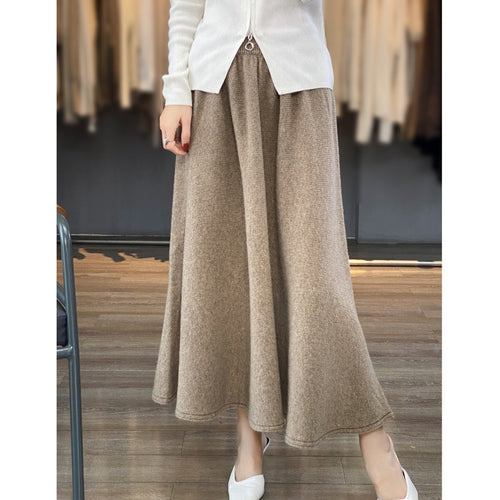 Damen Midirock aus gestricktem Wollmix mit ausgestellter A‑Linie Drune