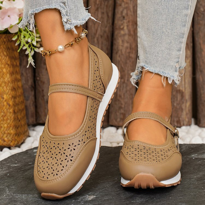 Damen Atmungsaktive Ballerinas mit dekorativer Perforation Drune