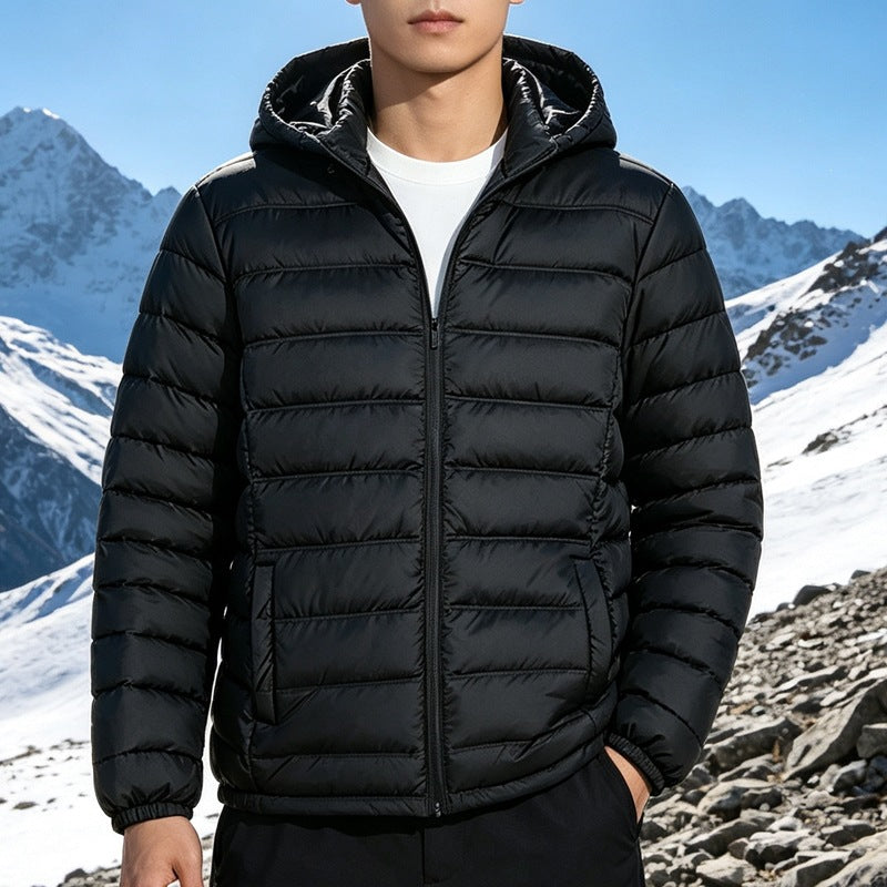 Herren Wattierte leichte Kapuzensteppjacke mit Thermofüllung und durchgehendem Reißverschluss Drune