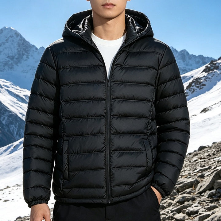 Herren Wattierte leichte Kapuzensteppjacke mit Thermofüllung und durchgehendem Reißverschluss Drune