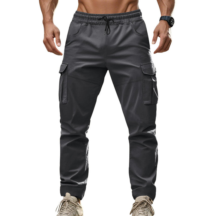 Herren nan urbane Cargo‑Chino im Joggingstil mit elastischem Tunnelzugbund und multifunktionalen Taschen Drune