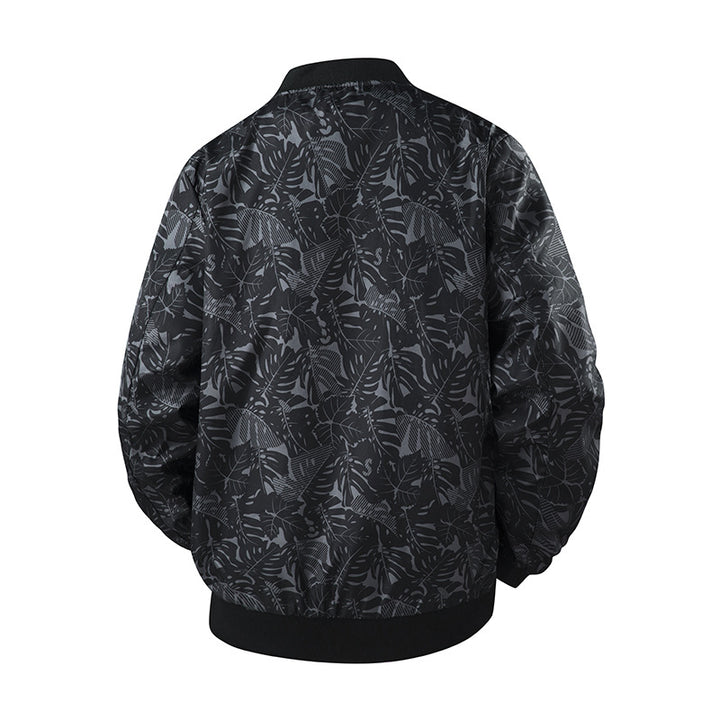 Herren Leicht wattierte Bomberjacke mit botanischem Alloverprint und geripptem Saum Drune