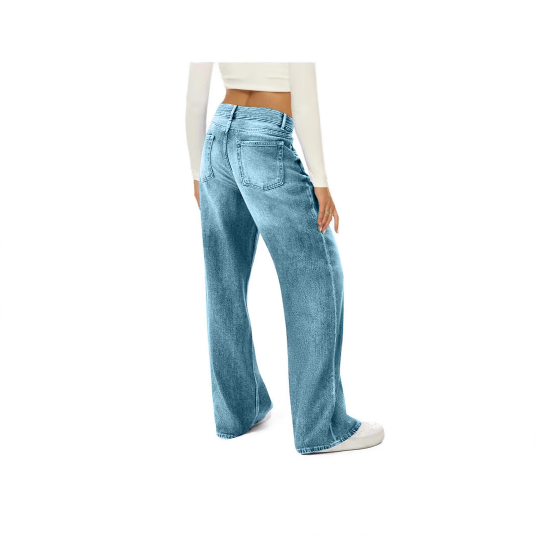 Damen Weite High-Waist Jeans im Urbanen Stil Drune
