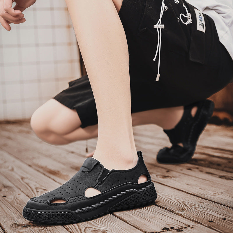 Herren atmungsaktive Leder Sandalen Drune
