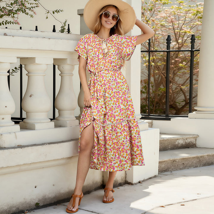 Damen Midikleid mit floralem Design und Rüschendetails Drune