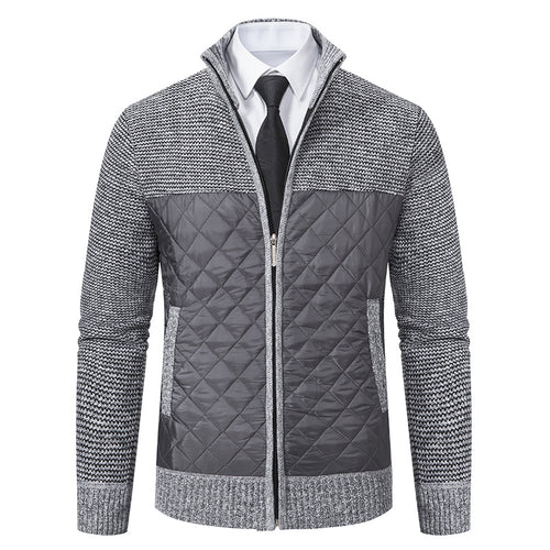 Herren nan gesteppte Hybrid-Strickjacke mit diamantsteppung, Stehkragen, isolierendem Thermofutter und Reißverschluss Drune