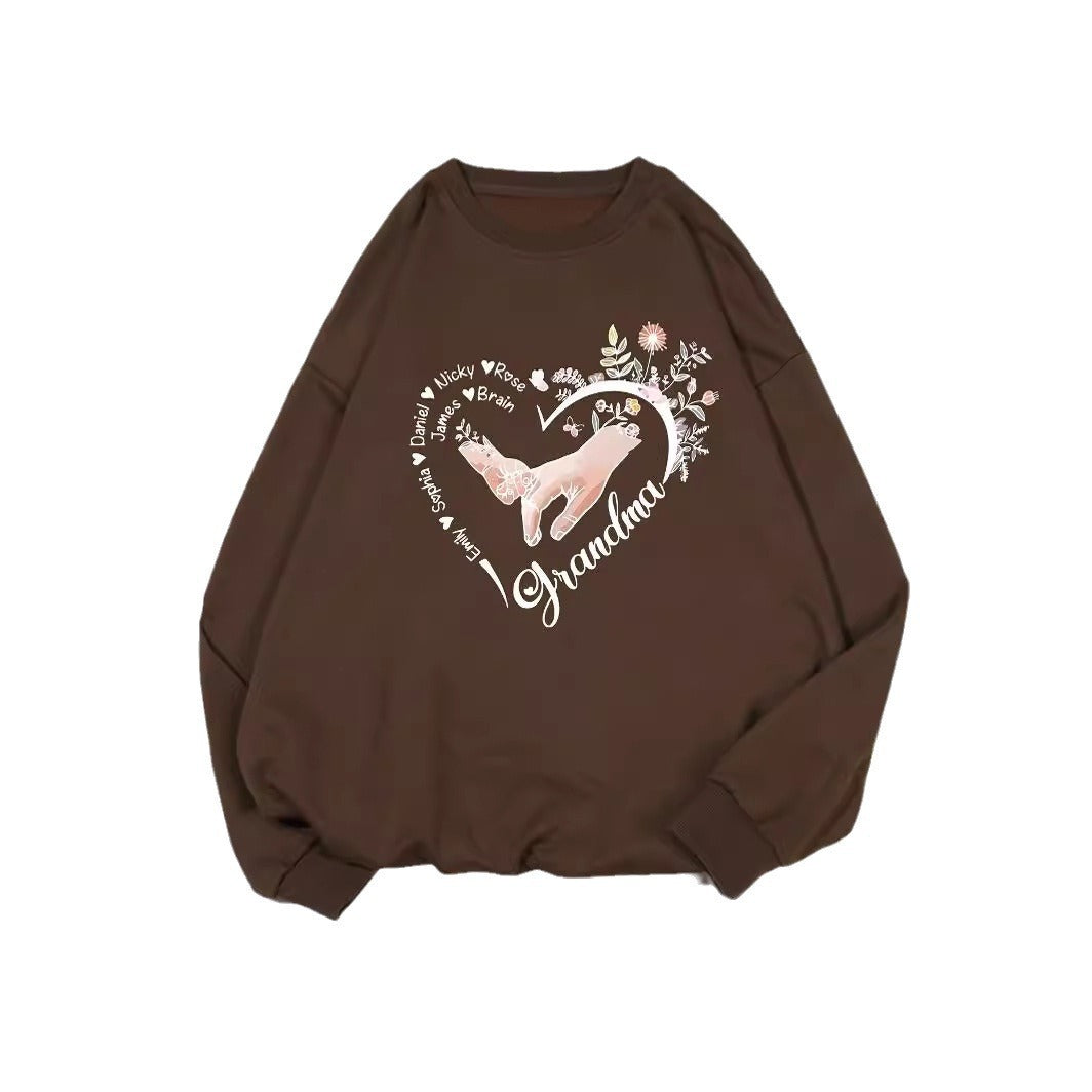 Damen entspannter Pullover mit Blumenmotiven Drune