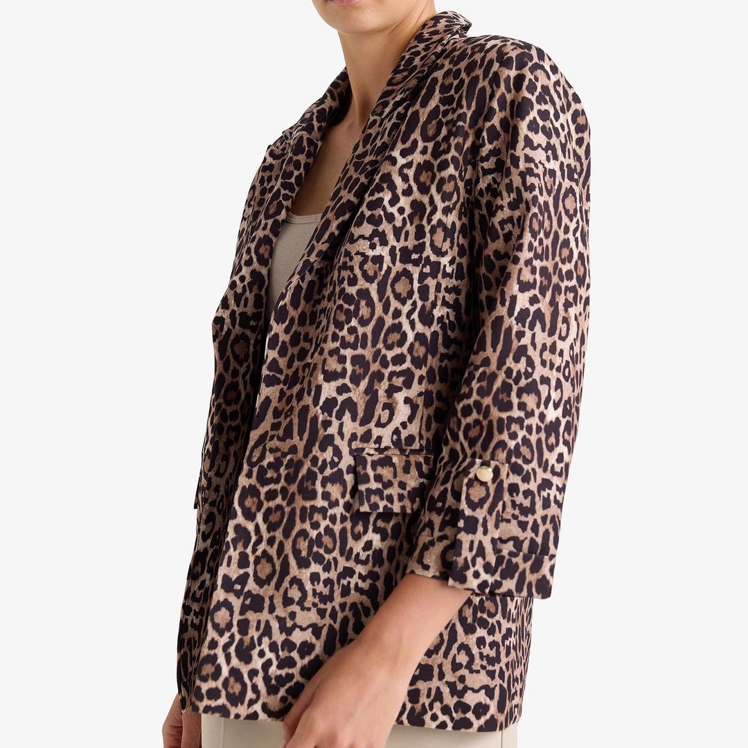 Damen Modische Leopardenmuster Blazer