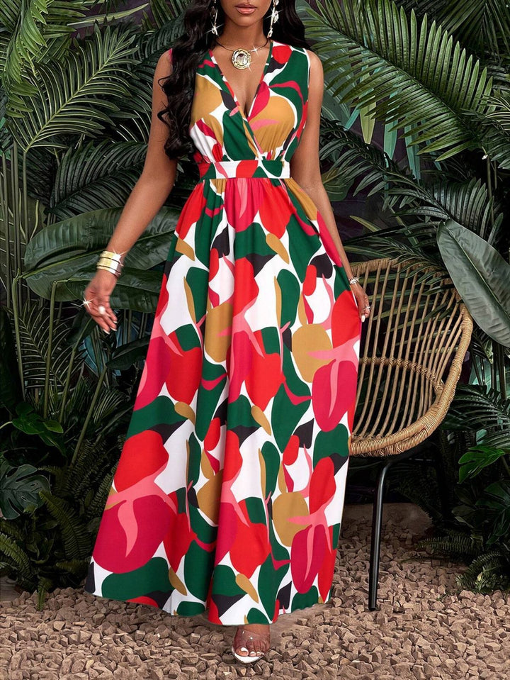 Damen Maxi-Kleid mit elegantem V-Ausschnitt Drune
