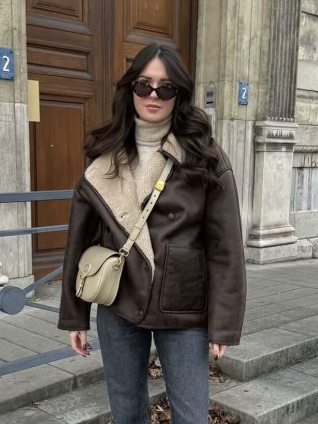 Damen warme Fleecejacke mit weichem Innenfutter und großen Taschen Drune