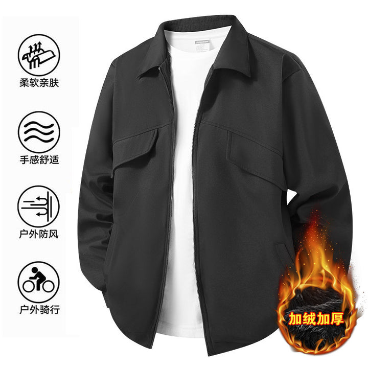 Herren Minimalistische Utility-Hemdjacke mit verdecktem Reißverschluss und gerundetem Saum Drune