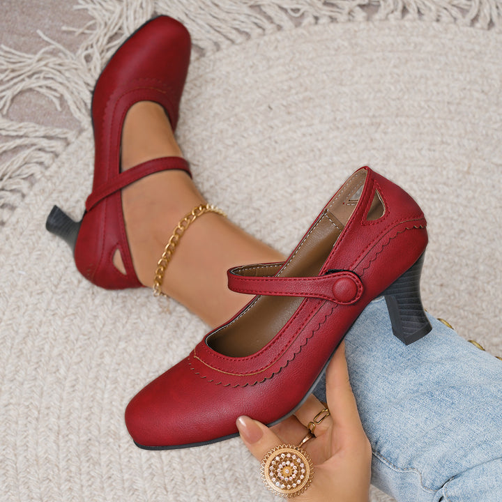 Damen Elegante Mary Jane Absatzschuhe mit verzierten Riemen und anatomischem Fußbett Drune