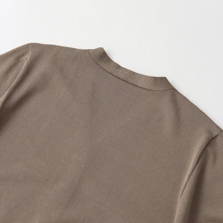 Damen Strickjacke mit V-Ausschnitt und kurzen Ärmeln Drune