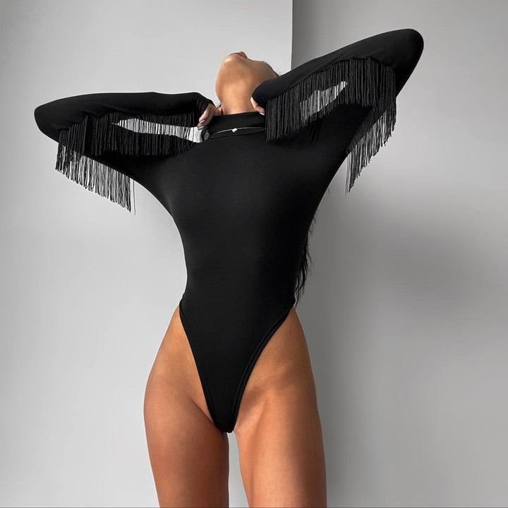 Damen Body mit verführerischem V-Ausschnitt und feinen Spaghettiträgern Drune