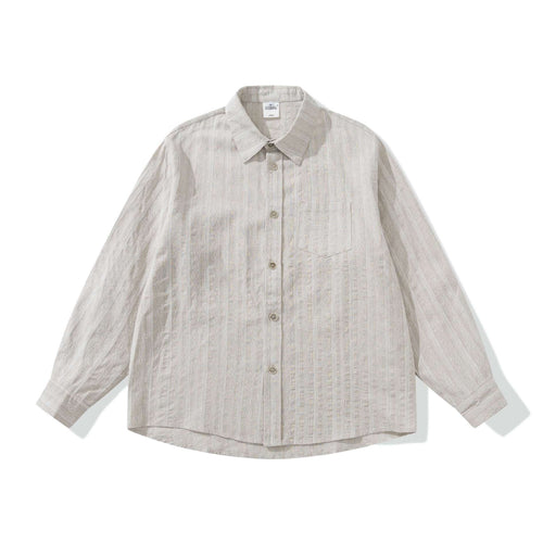 Unisex Lockeres Overshirt aus Leinenmischung mit Struktur und Brusttasche Drune
