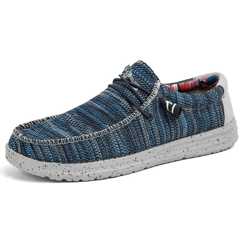 Herren Legerer Canvas-Mokassin-Slipper mit geflochtener Schnürung und gefleckter EVA-Sohle Drune