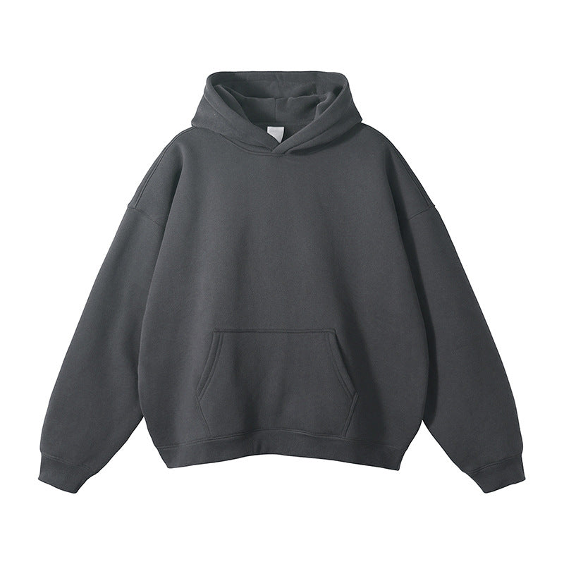Unisex Schlichter Oversize-Kapuzenpullover mit Soft-Fleece-Innenseite und tiefer Raglannaht Drune