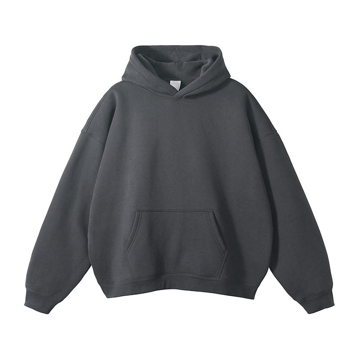 Unisex Schlichter Oversize-Kapuzenpullover mit Soft-Fleece-Innenseite und tiefer Raglannaht Drune